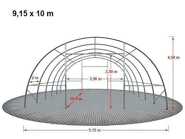 Toolport GmbH Rundbogenhalle 9,15x10m Lagerzelt Zelthalle Lager Zelt grün